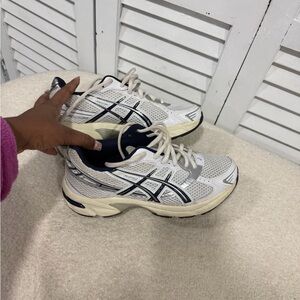 ASICS White and Dark Blue Running Shoes